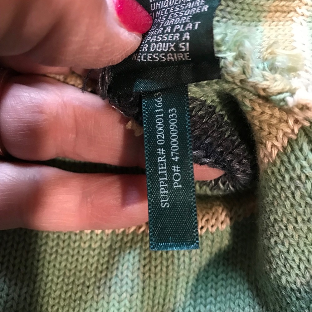 Lauren Ralph Lauren Southwestern Stripe Cotton Linen Knit Sweater Green XL 3/4 - Picture 10 of 16